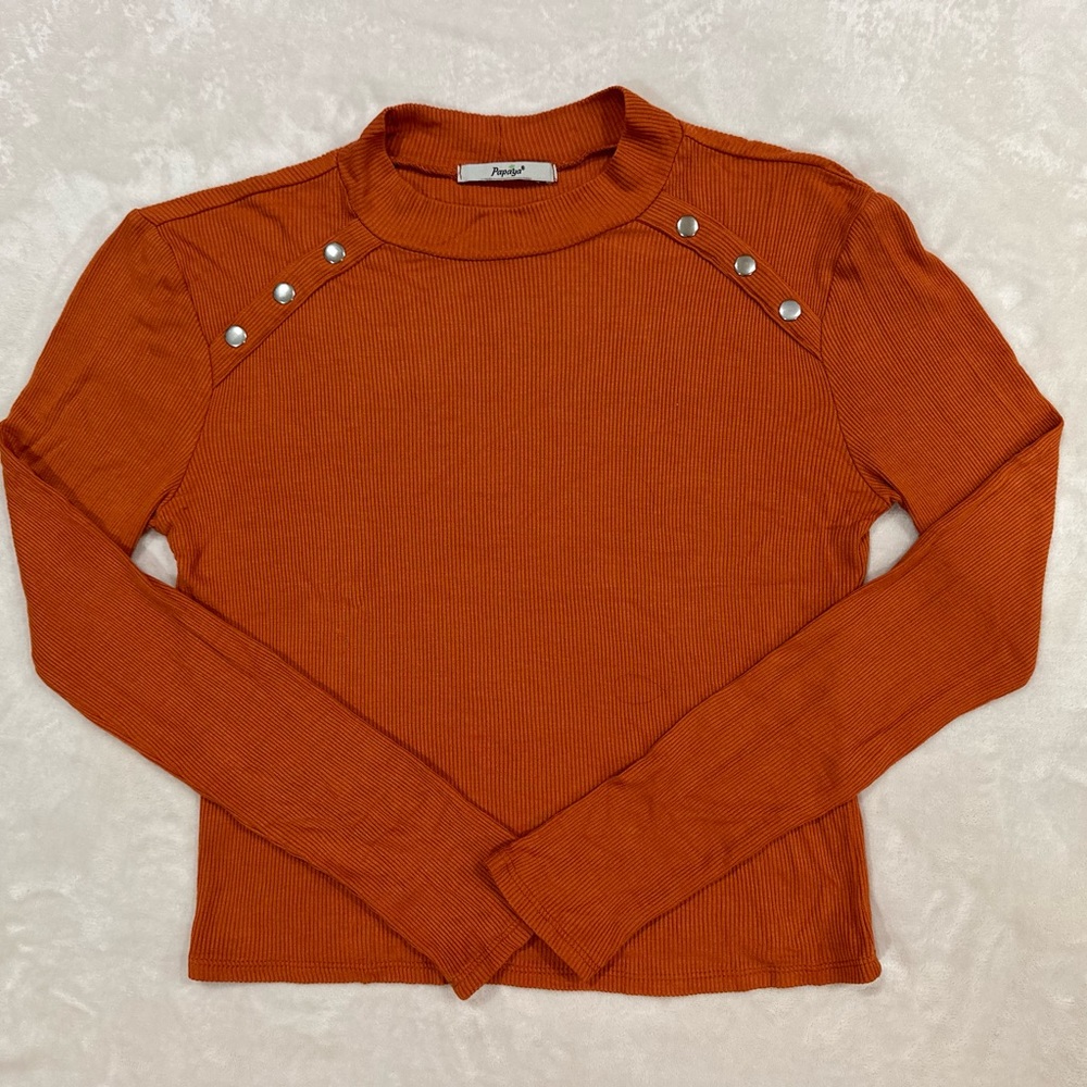 Papaya Brand Orange Crop Top LS